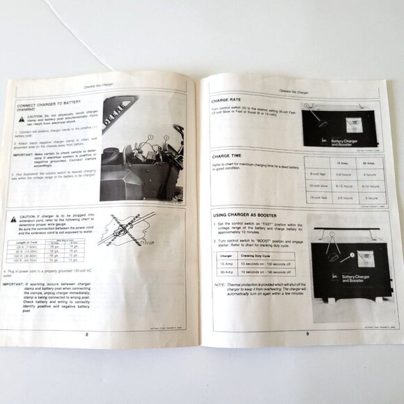 John Deere 15 Amp 30 Amp Battery Chargers Boosters Operator's Manual OMTY3827 - Picture 2 of 2